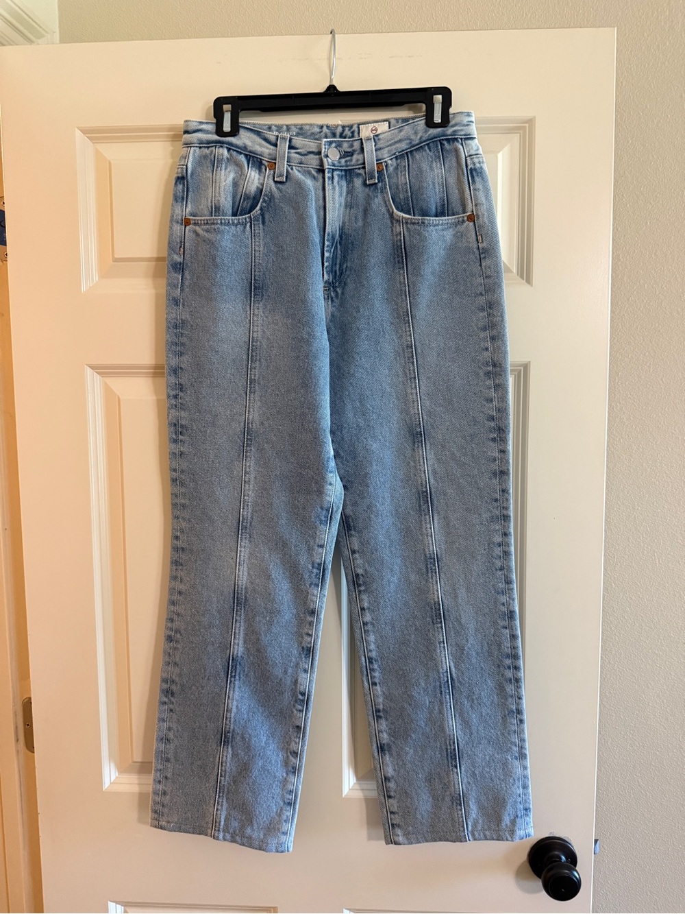 Ag Adriano Goldschmied Light Blue Straight Leg Jeans Cropped